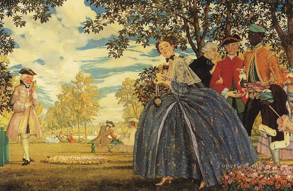 figures in the park Konstantin Somov Oil Paintings